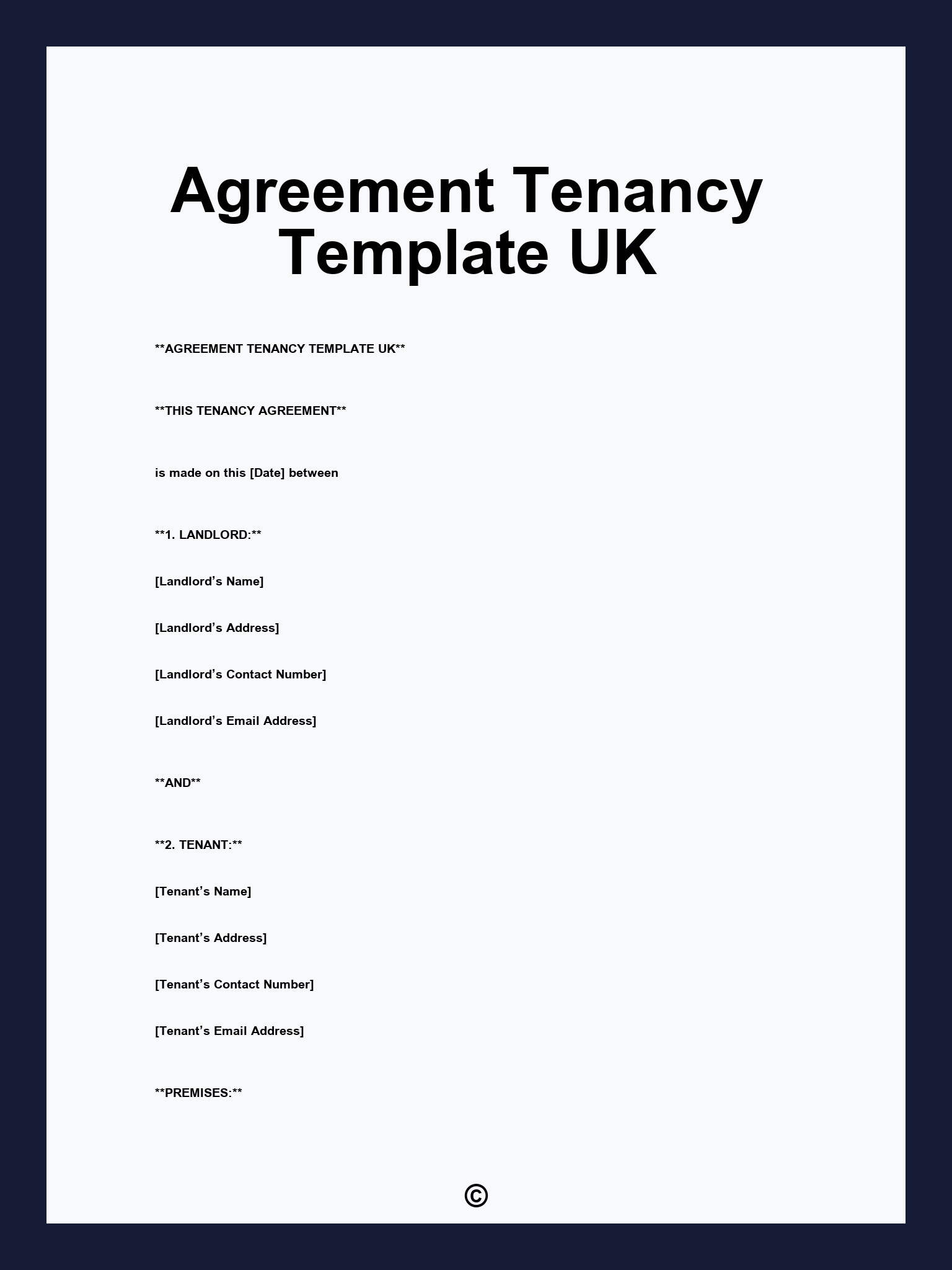 Agreement Tenancy Template UK