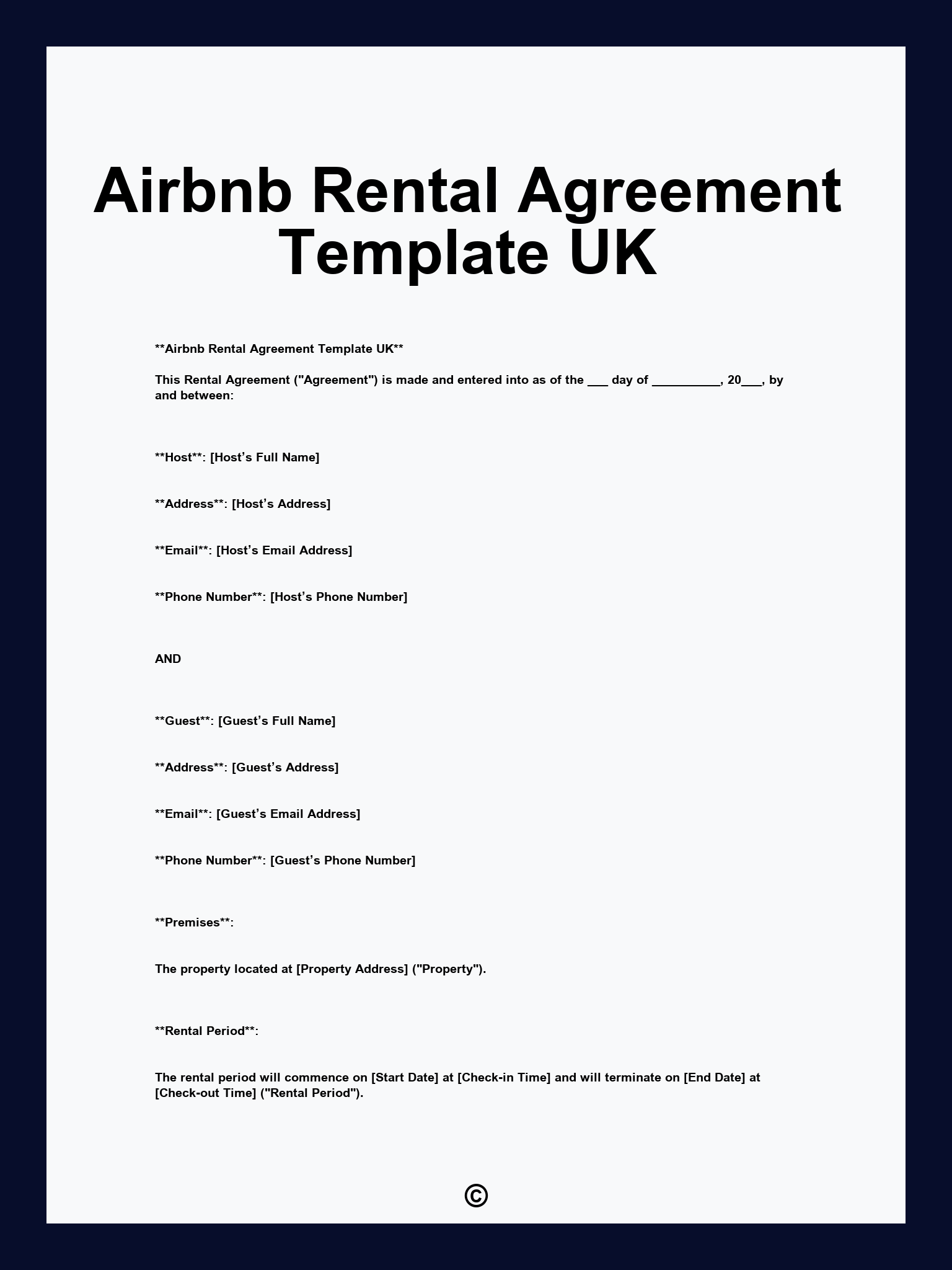 Airbnb Rental Agreement Template UK