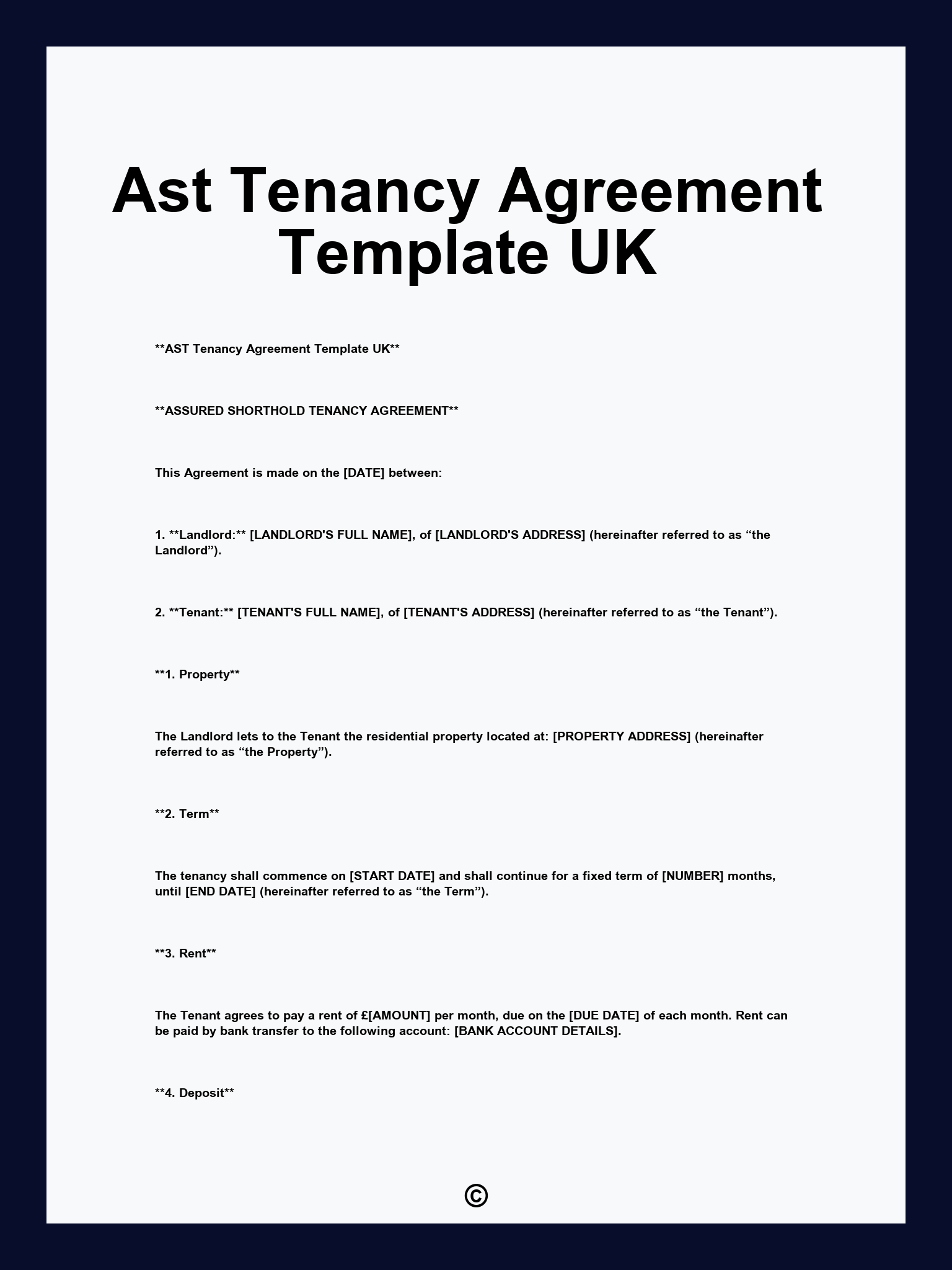 Ast Tenancy Agreement Template UK