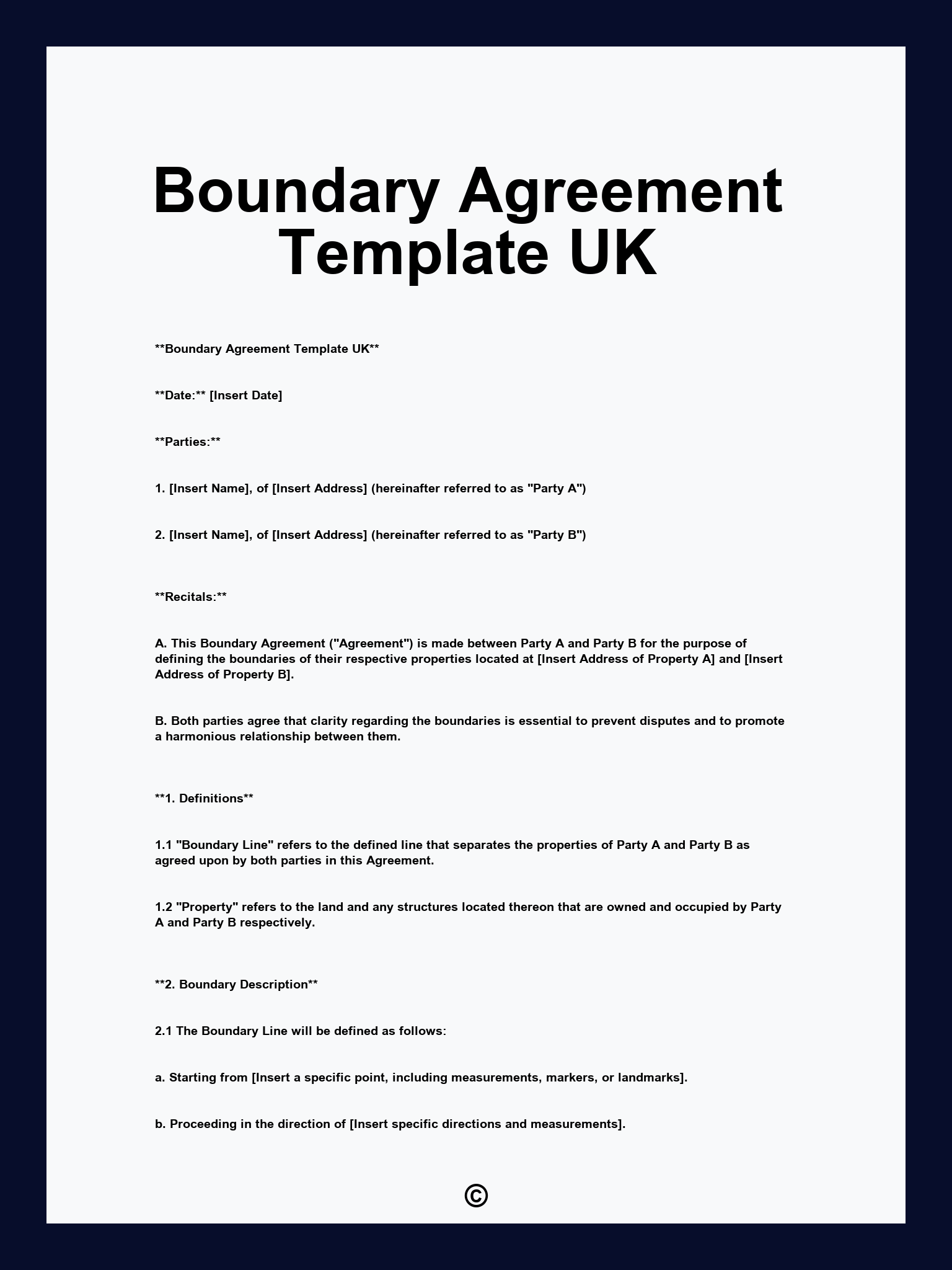 Boundary Agreement Template UK