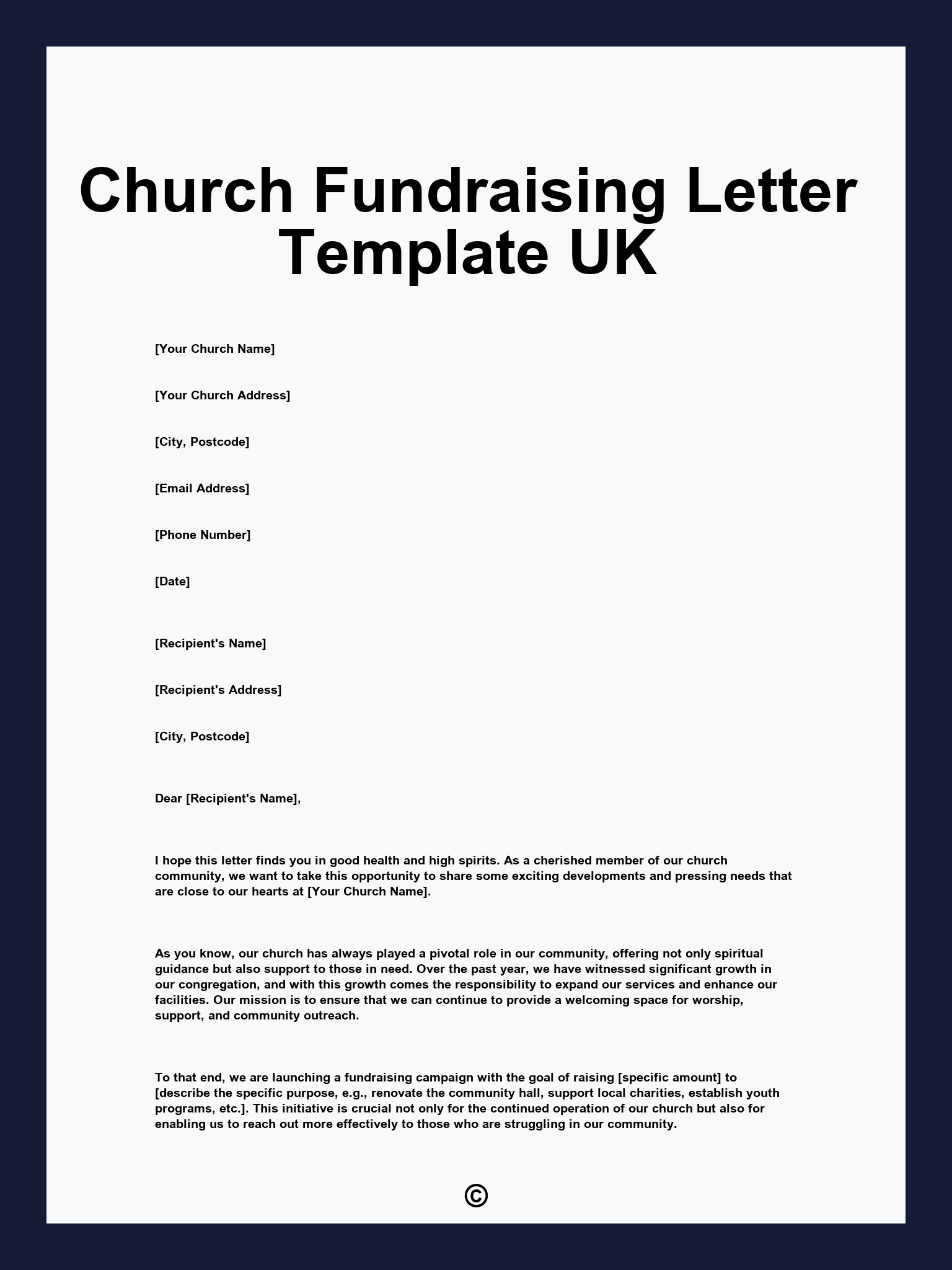 Church Fundraising Letter Template UK