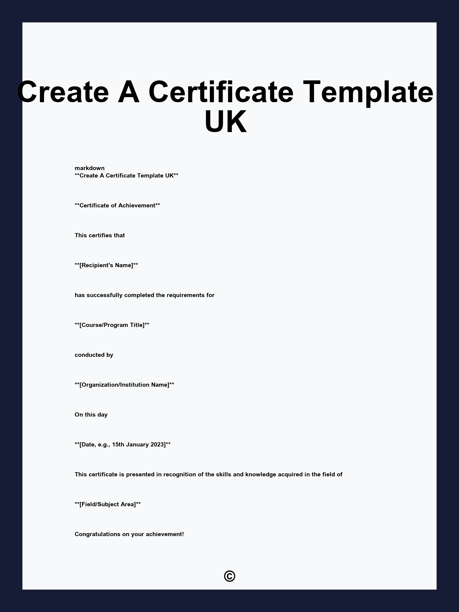 Create A Certificate Template UK