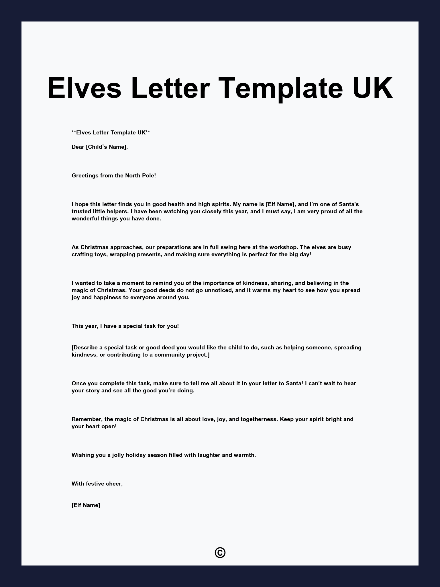 Elves Letter Template UK