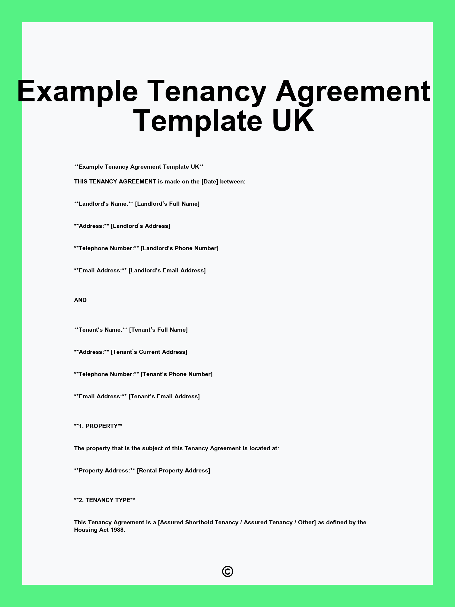 Example Tenancy Agreement Template UK
