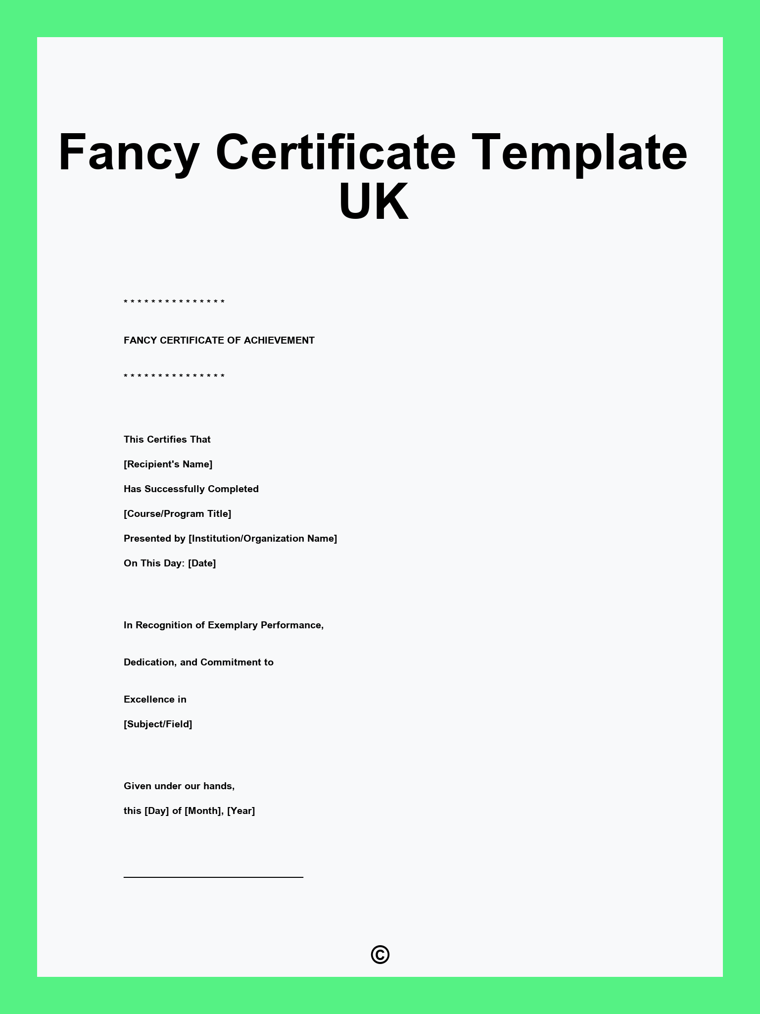 Fancy Certificate Template UK