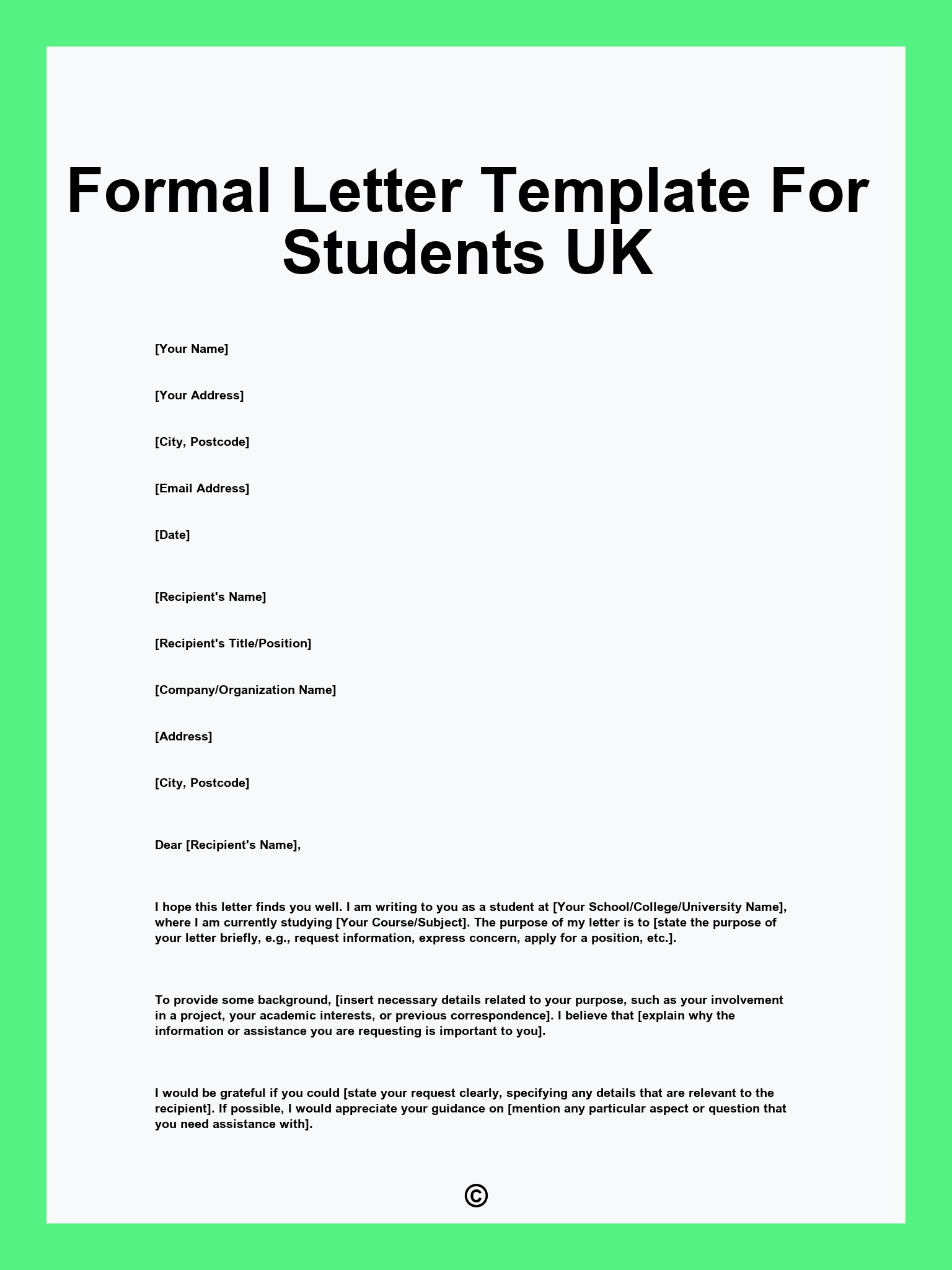 Formal Letter Template For Students UK