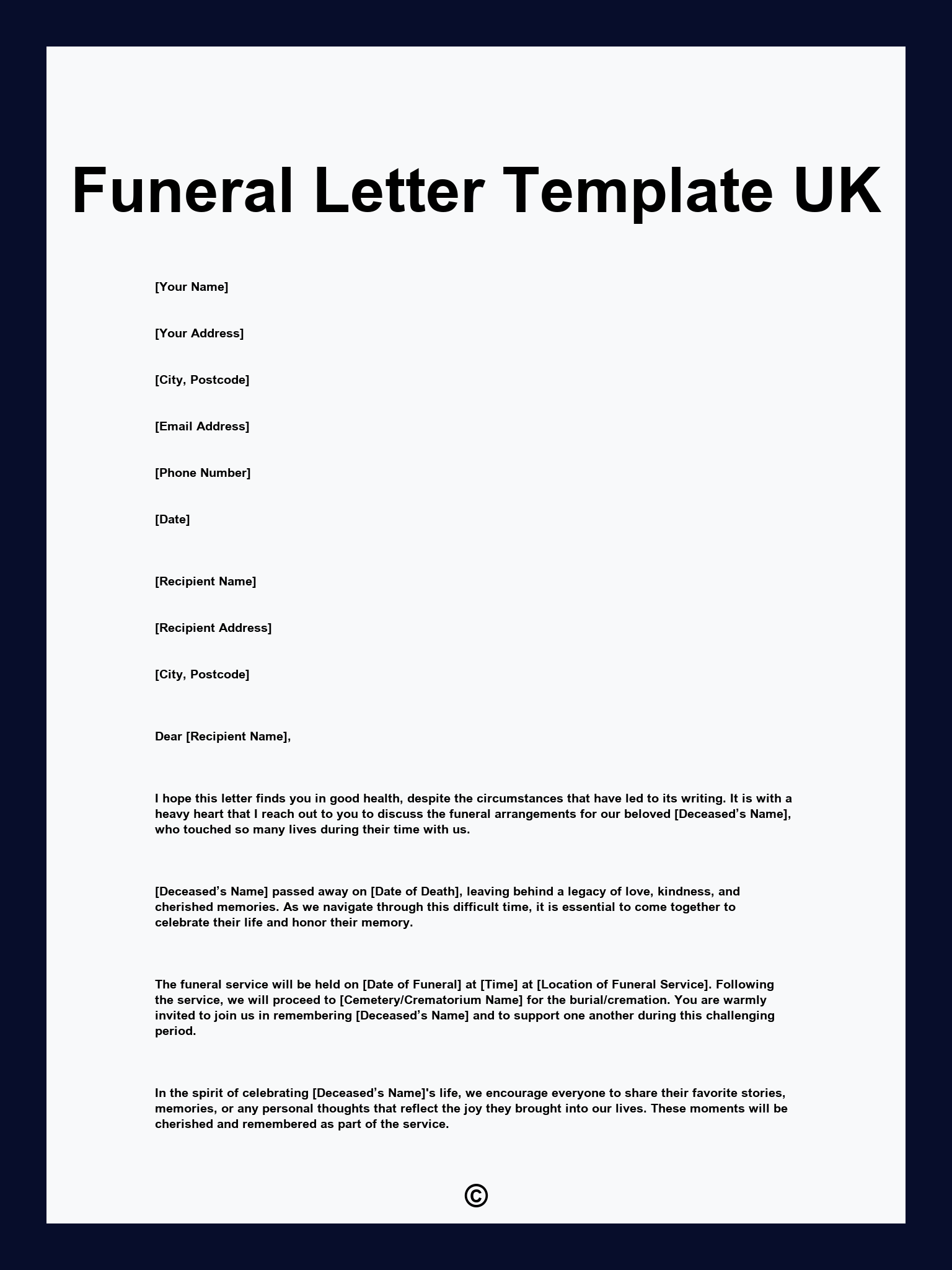 Funeral Letter Template UK