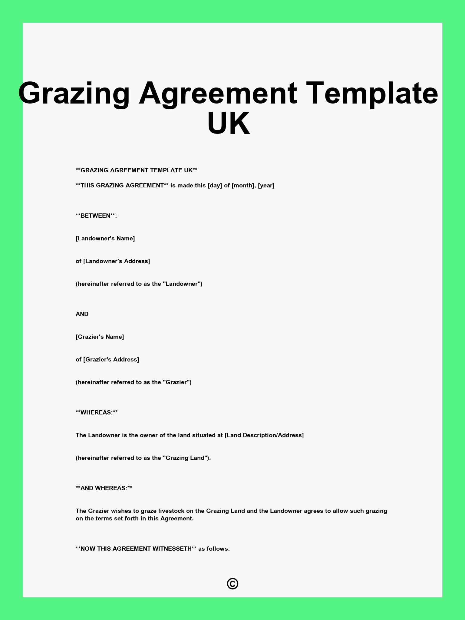 Grazing Agreement Template UK
