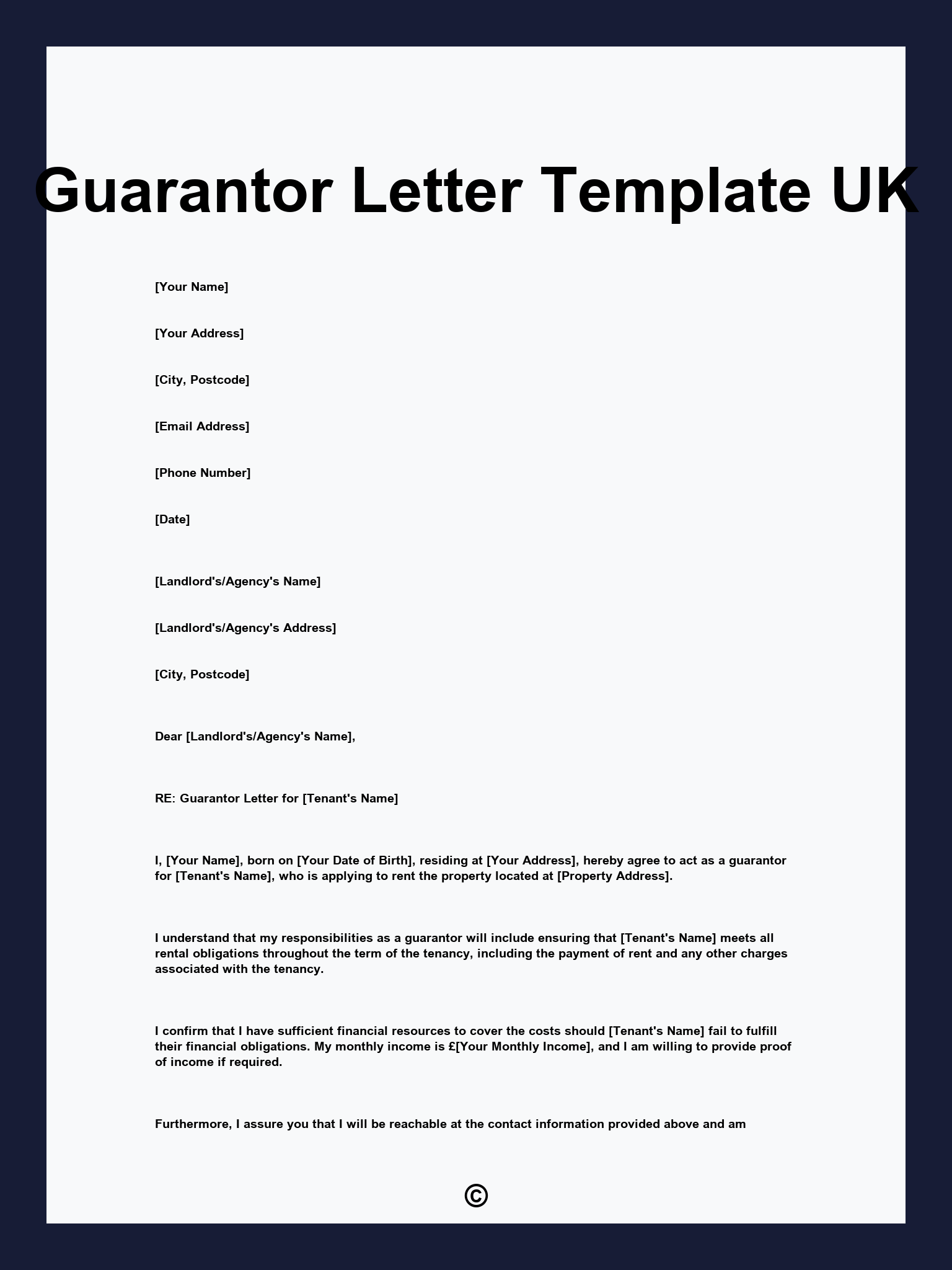 Guarantor Letter Template UK