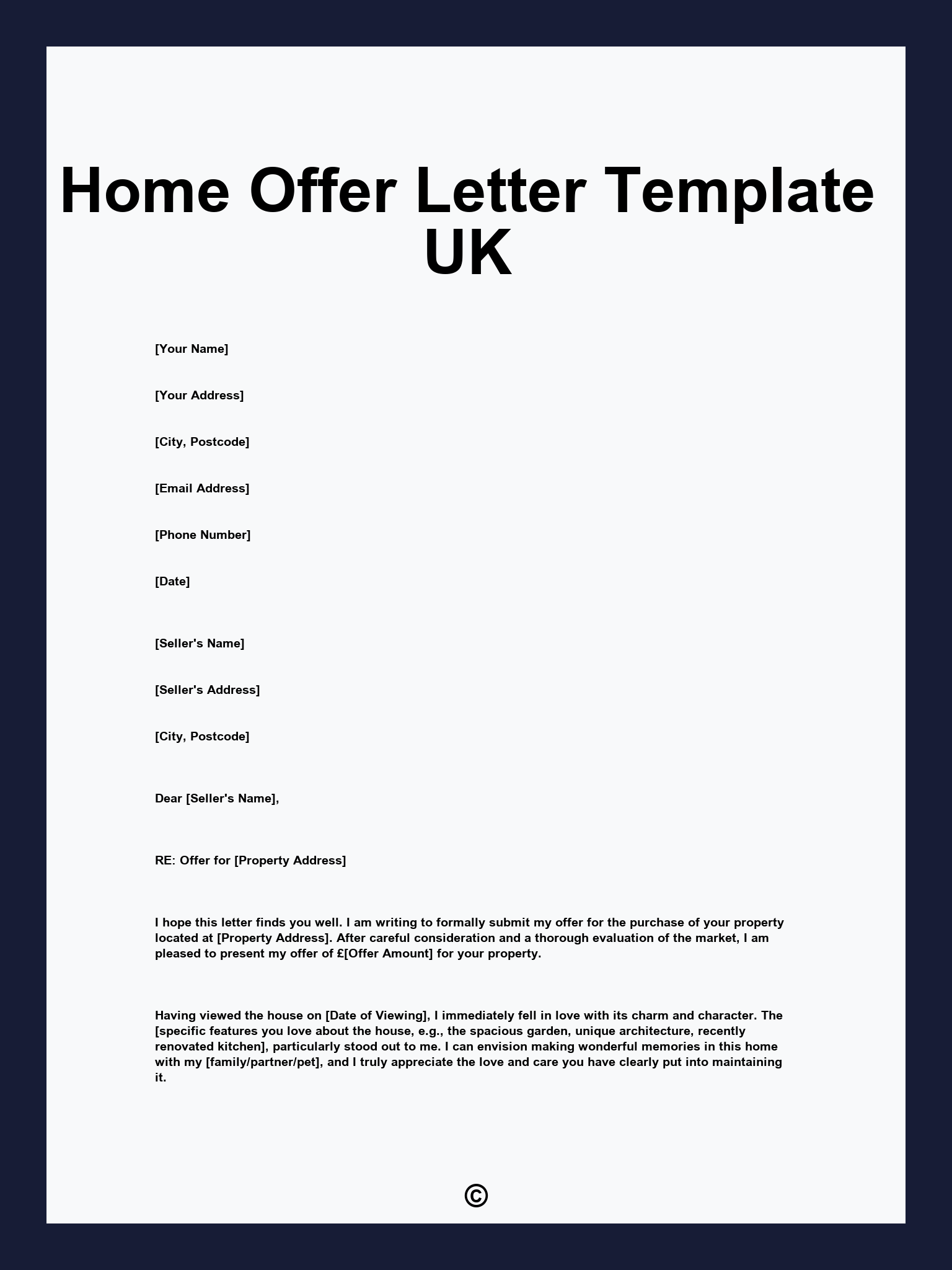 Home Offer Letter Template UK