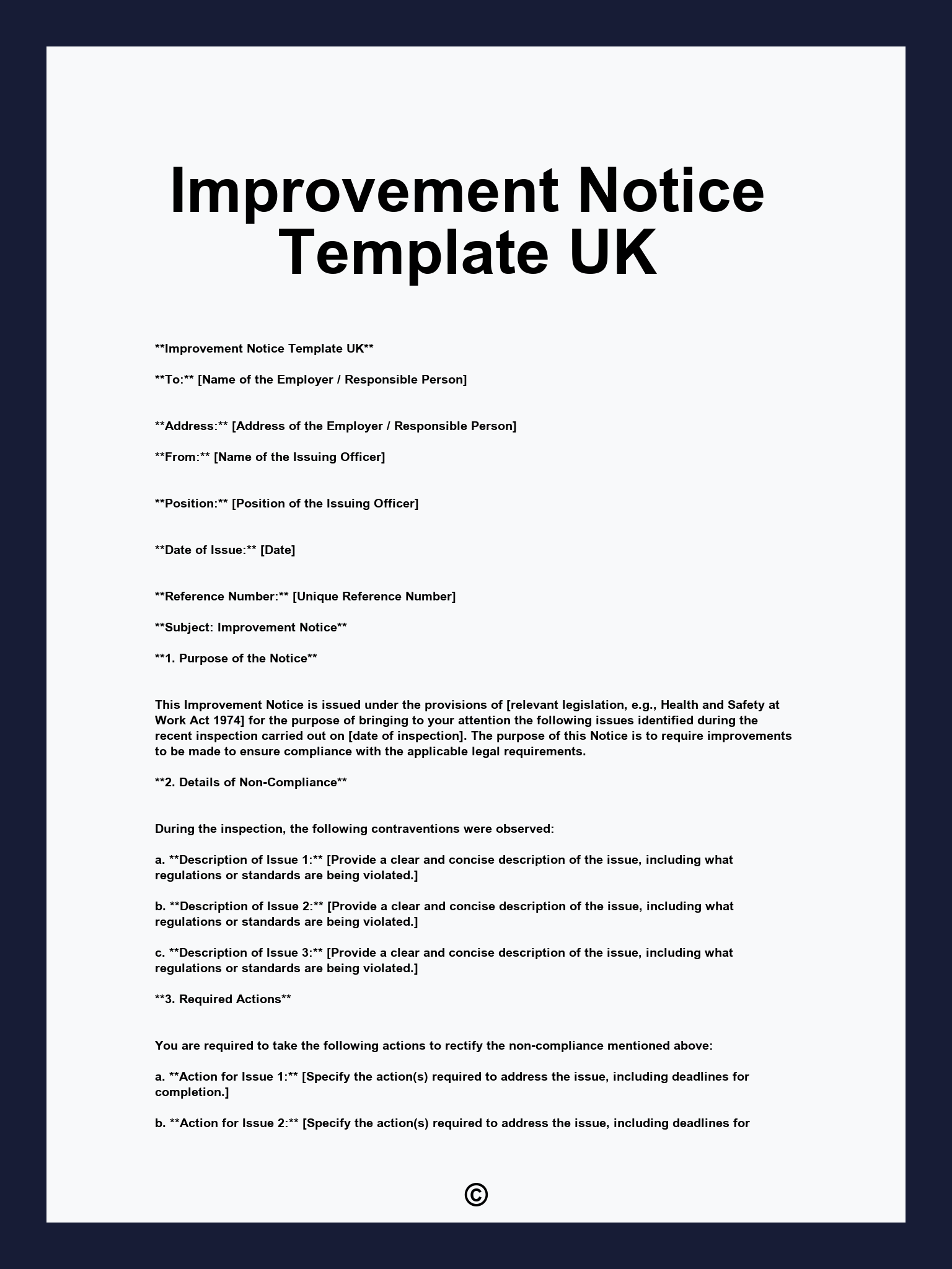 Improvement Notice Template UK