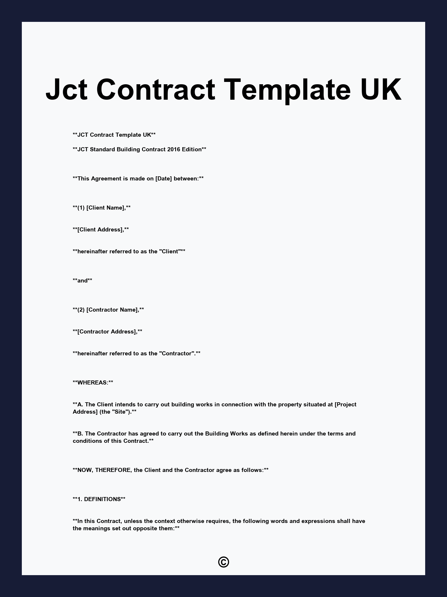 Jct Contract Template UK