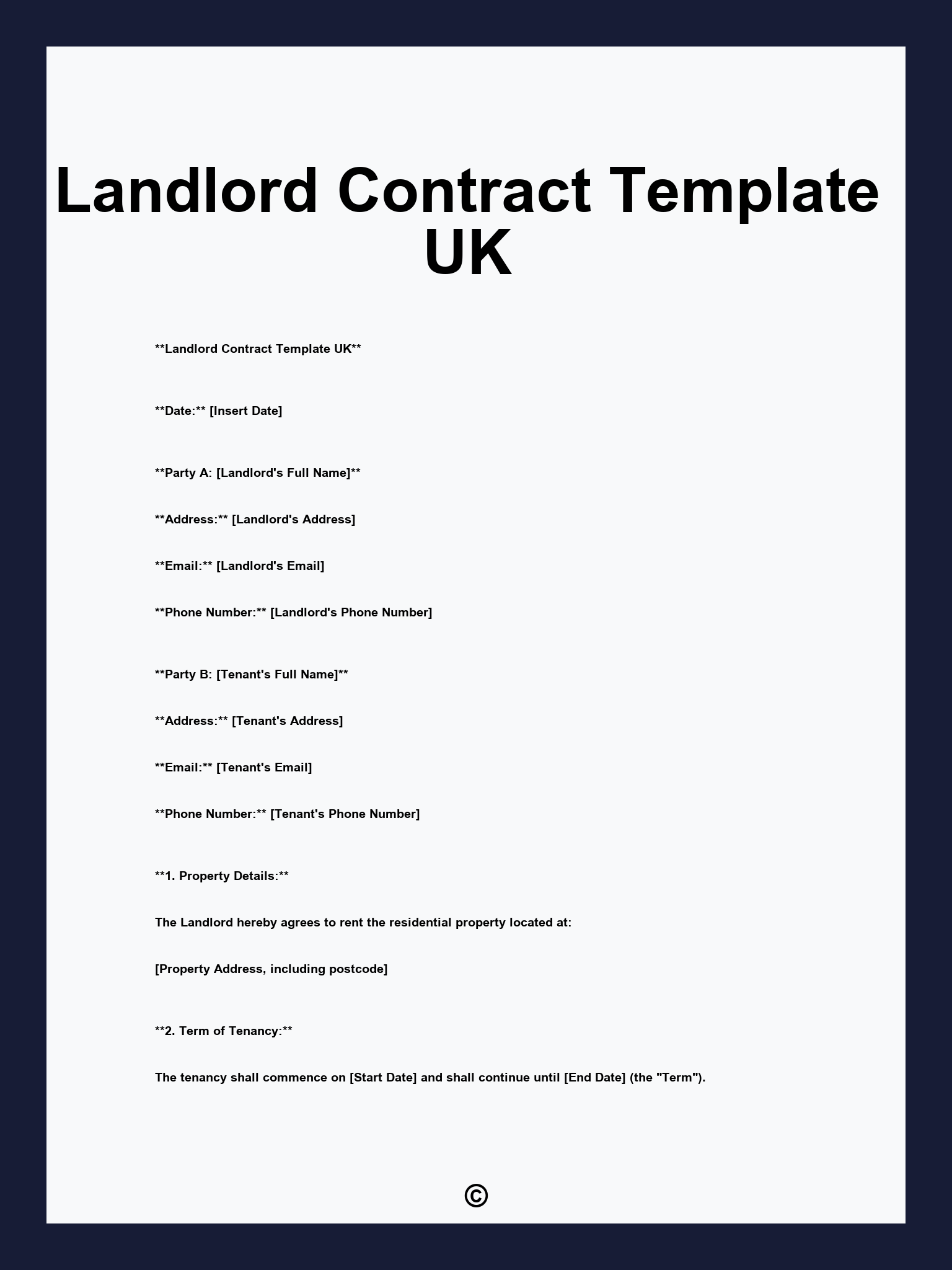 Landlord Contract Template UK