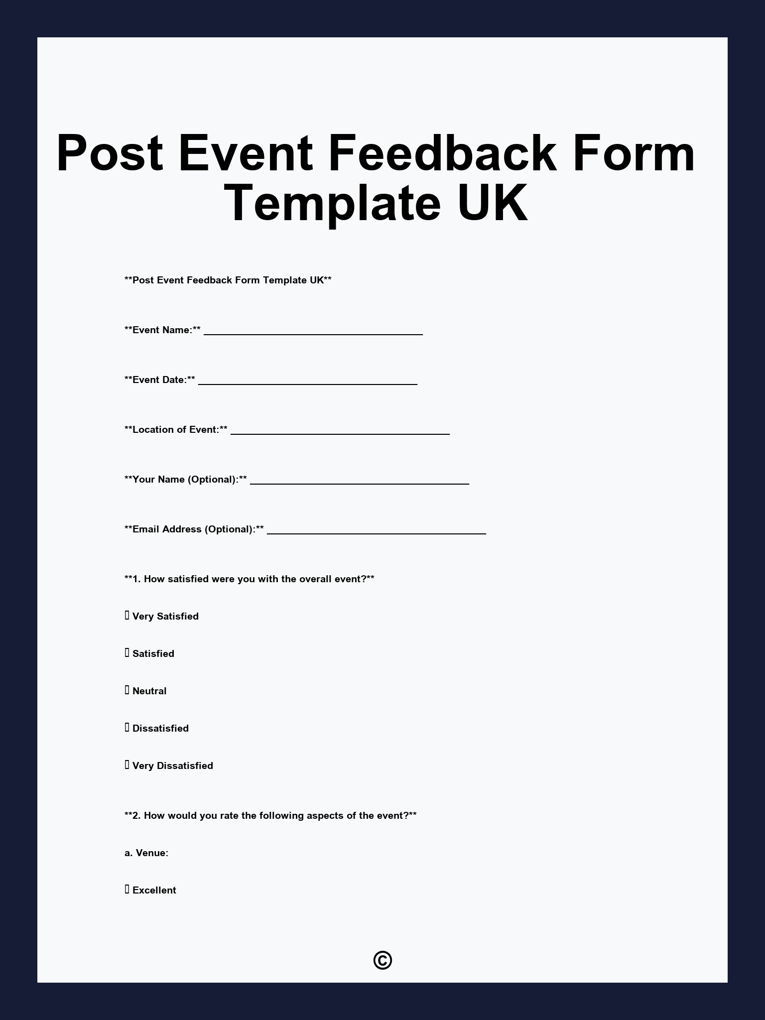 Post Event Feedback Form Template UK