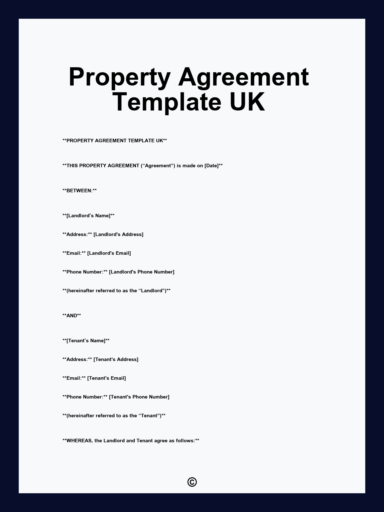 Property Agreement Template UK