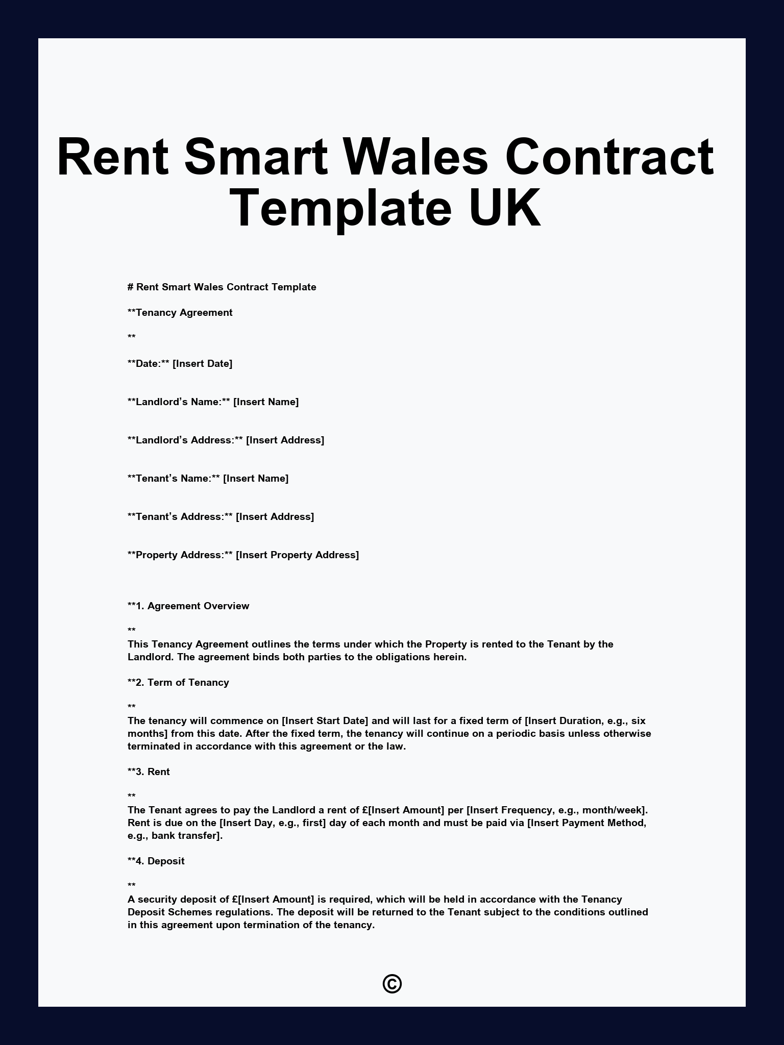 Rent Smart Wales Contract Template UK