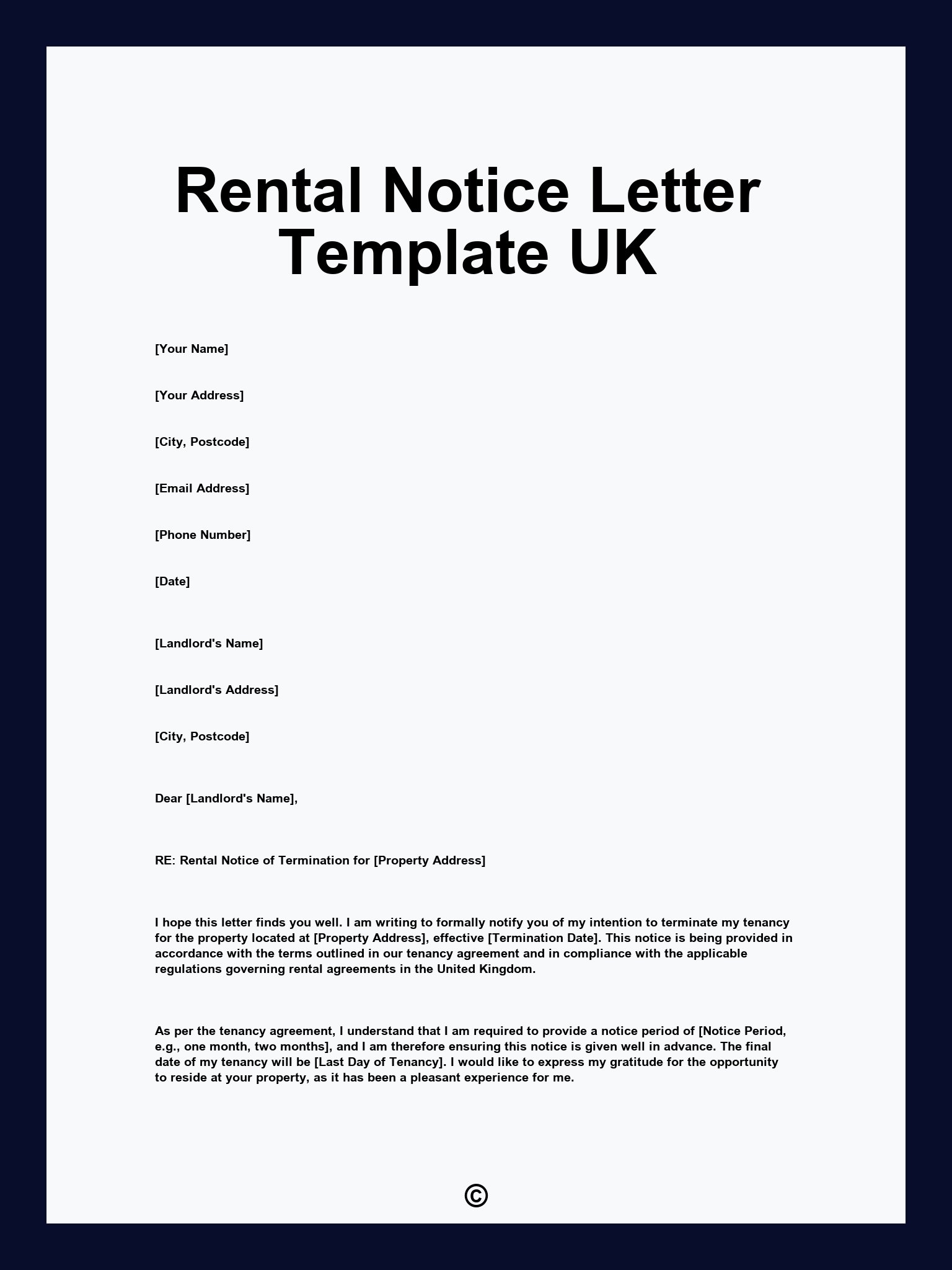 Rental Notice Letter Template UK