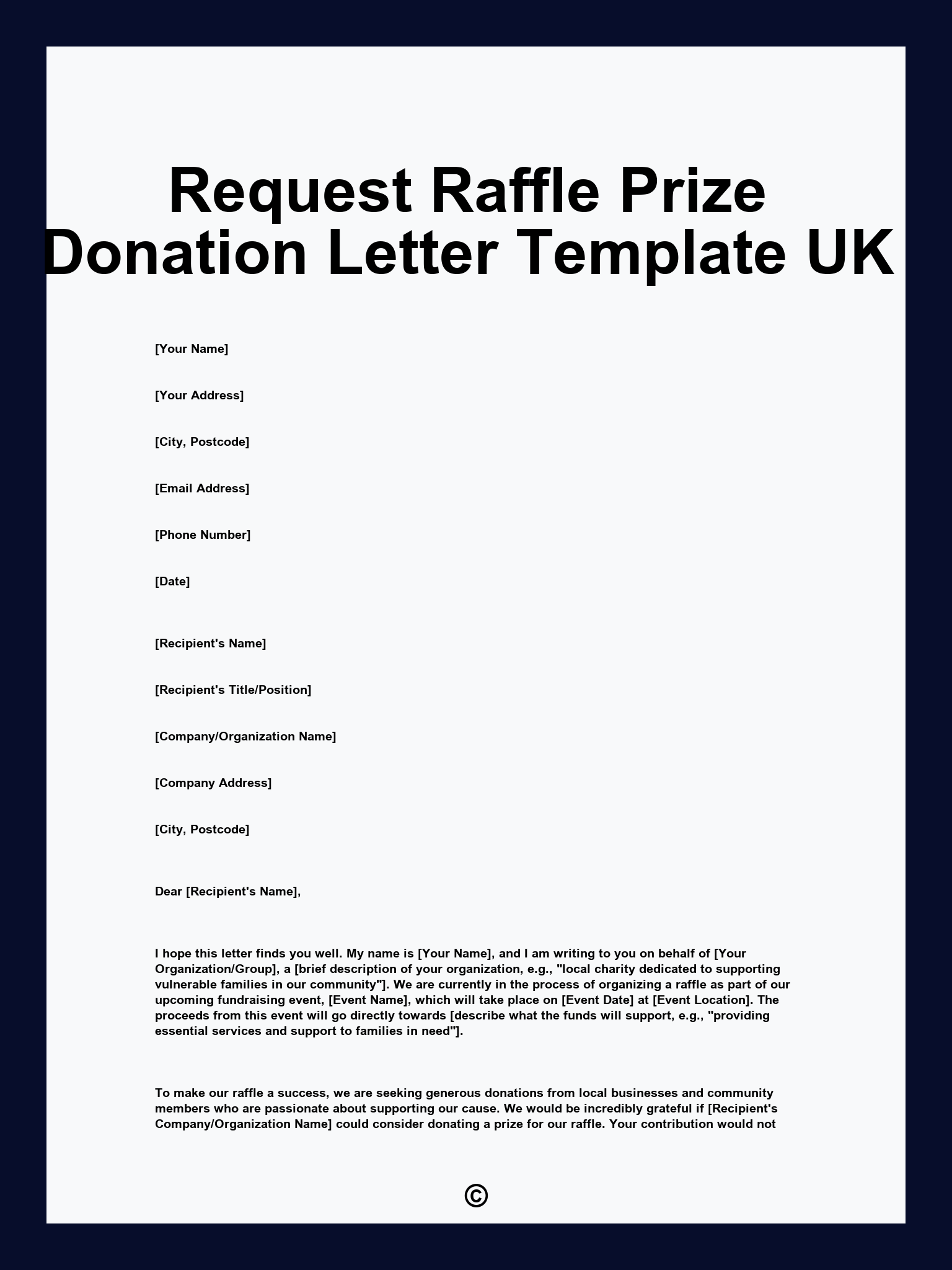 Request Raffle Prize Donation Letter Template UK