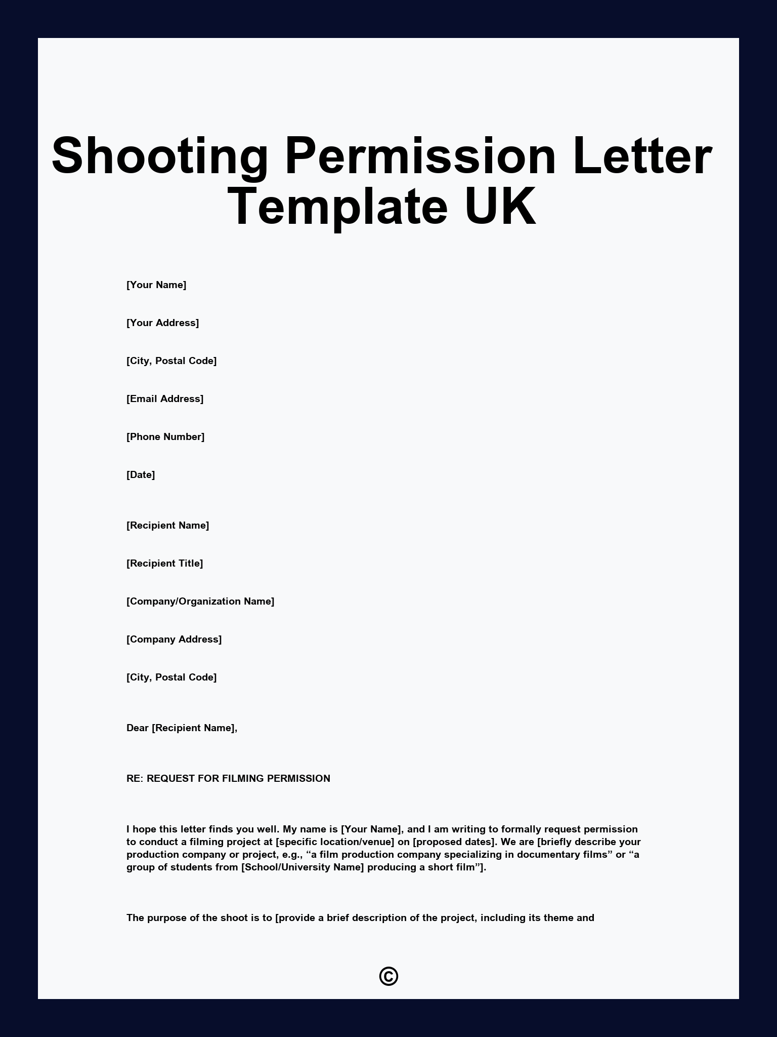 Shooting Permission Letter Template UK