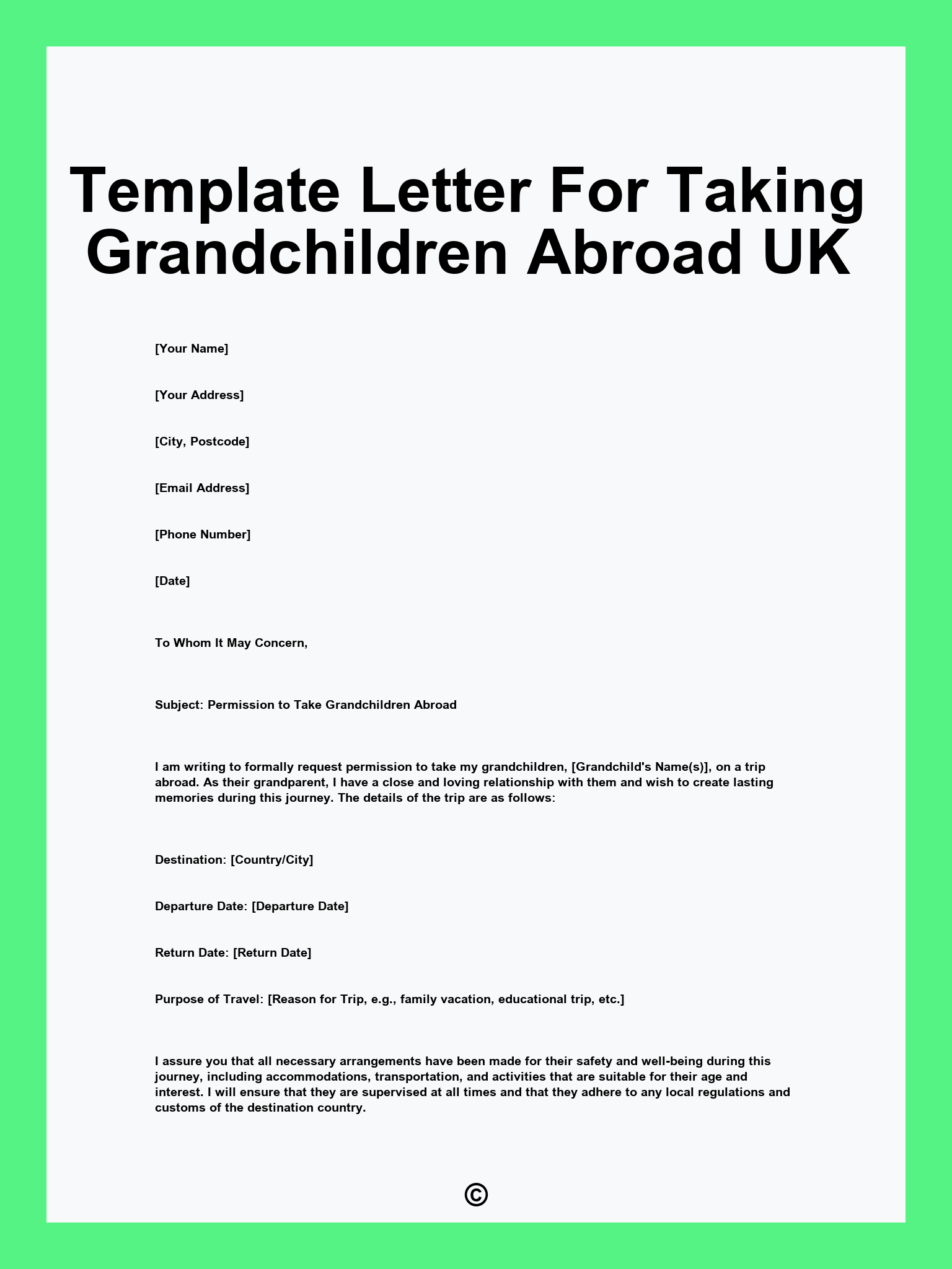 Template Letter For Taking Grandchildren Abroad UK