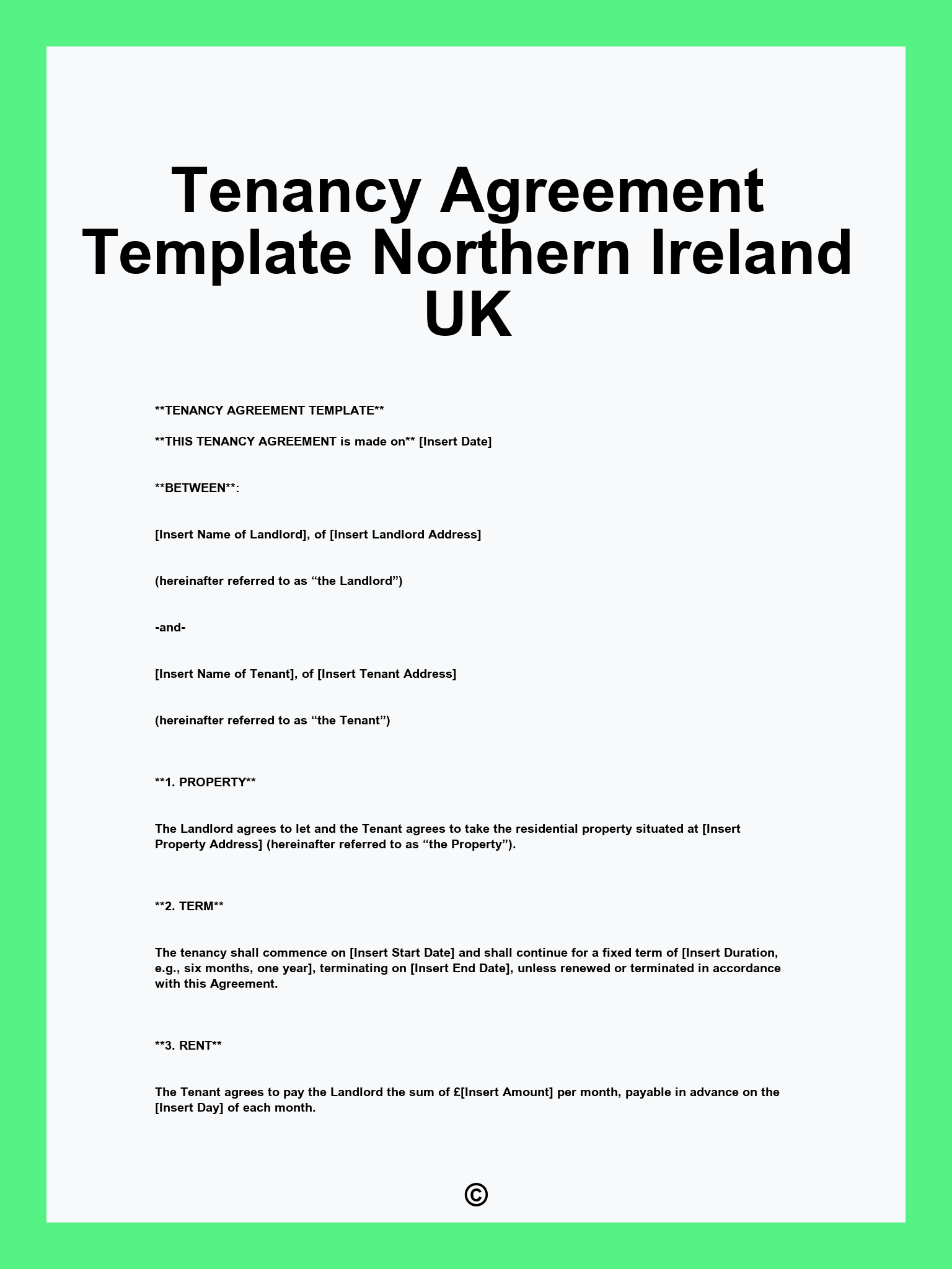 Tenancy Agreement Template Northern Ireland UK