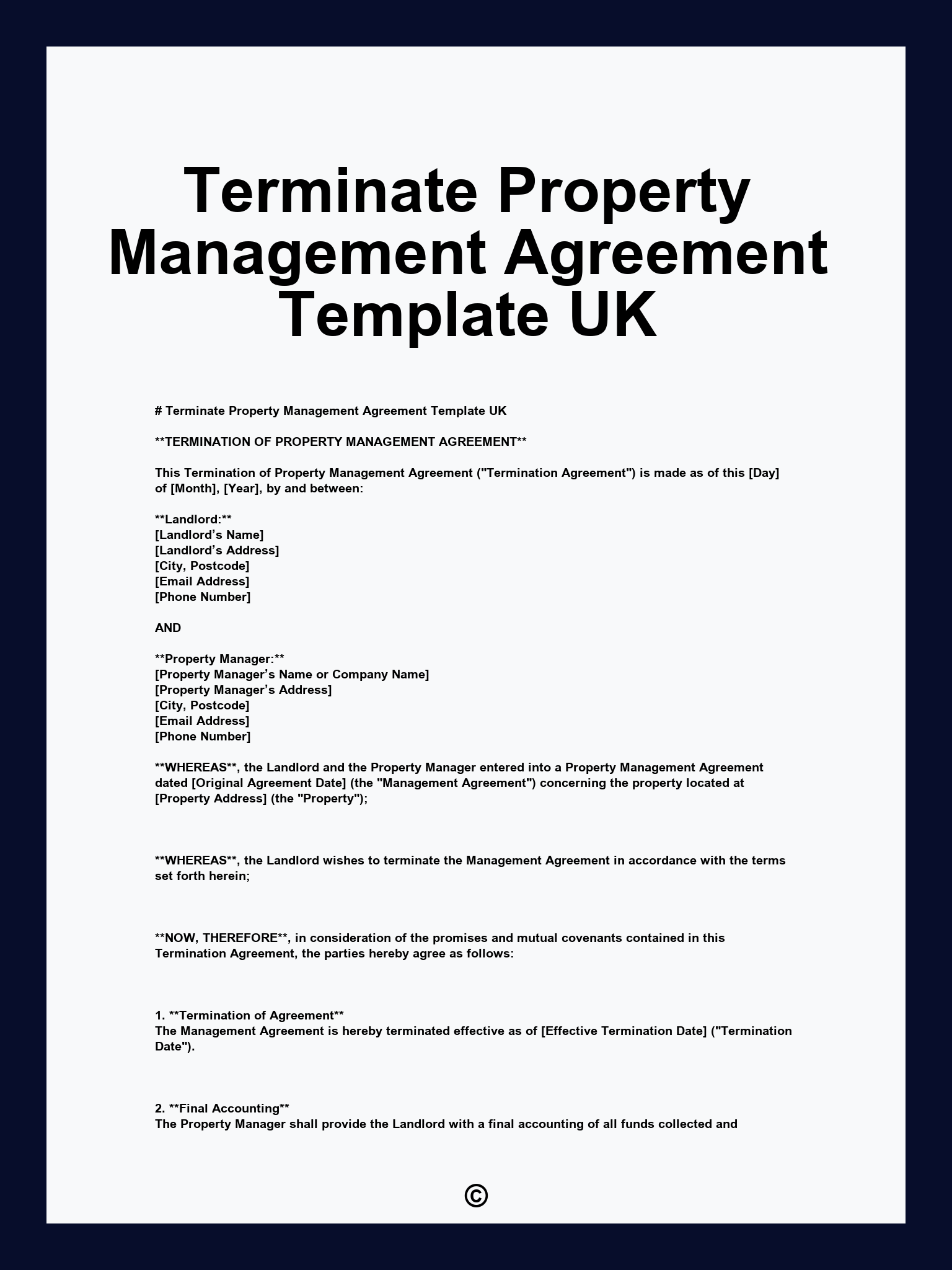 Terminate Property Management Agreement Template UK